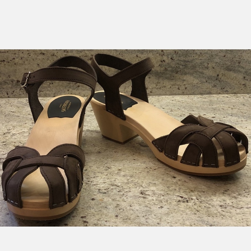 Swedish Hasbeens Dark Brown Leather Sandals